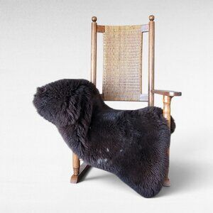 Genuine Swedish Sheepskin Rug Chocolate Brown Silky Wool Pelt Throw 46" x 31"